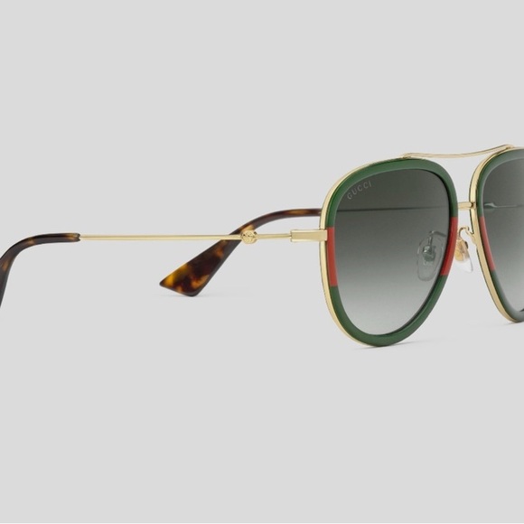 Gucci Aviator Sunglasses with Green and Red Trim GG0062S